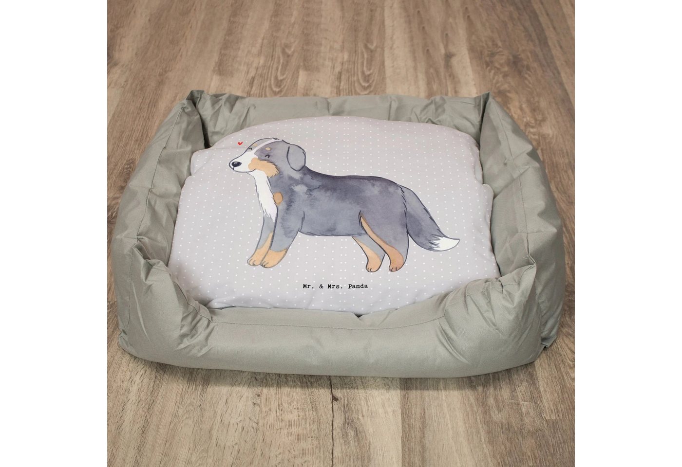 Thumbnail - Mr. & Mrs. Panda Tierbett Berner Sennenhund Lebensretter - Grau Pastell - Geschenk, Hundeliege, Modernes Design