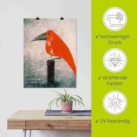 Artland Wandbild Der Rote Vogel, Vögel (1 St), als Leinwandbild, Poster in verschied. Größen