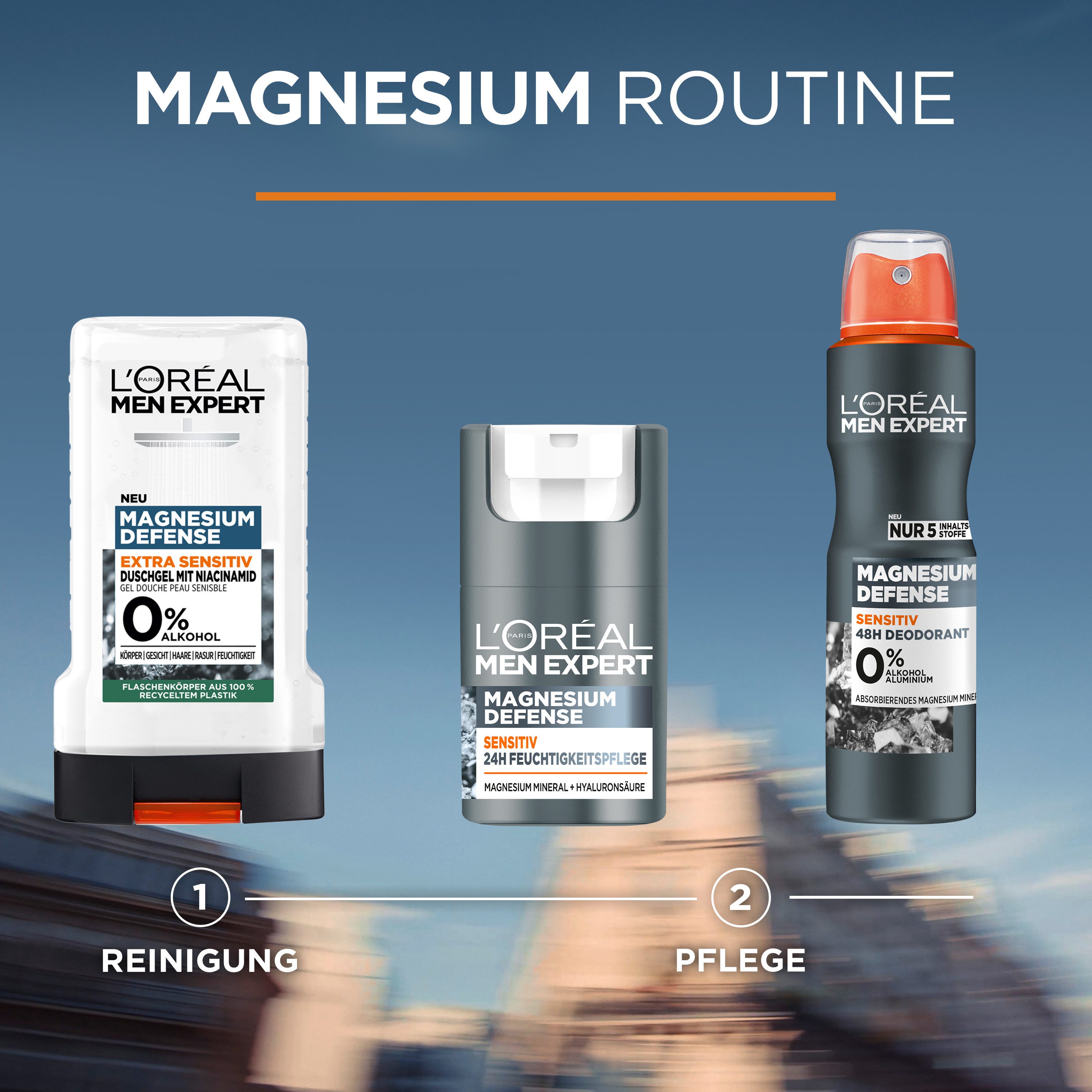 L'ORÉAL PARIS MEN EXPERT Gesichtsgel Magnesium Defense Pflege, für emfpindliche Haut, mit Hyaluronsäure, feuchtigkeitsspendend – Bild 5 von 5