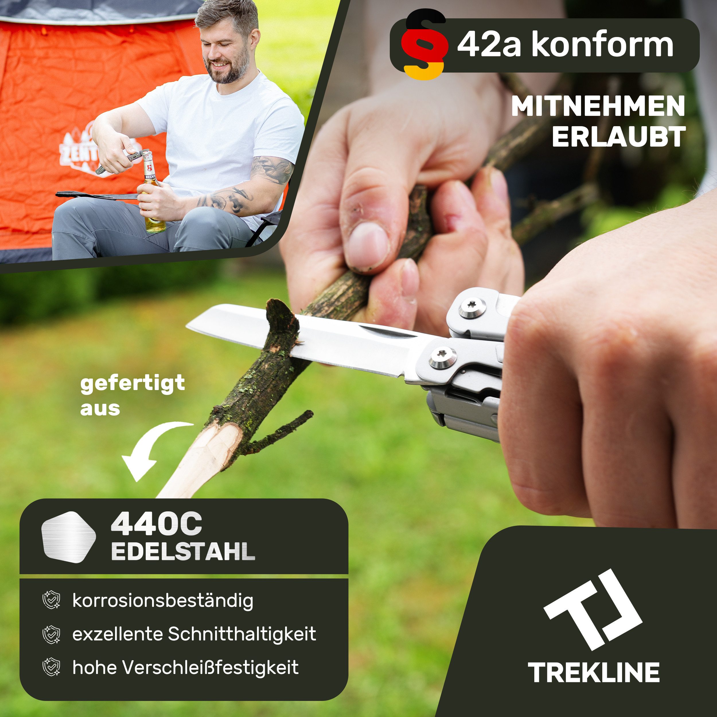 Trekline Multitool - Camping Werkzeug Multifunktionswerkzeug Multifunktionsmesser