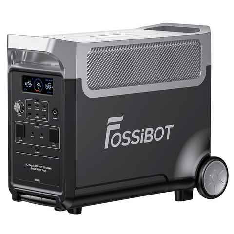 Fossibot Stromerzeuger F3600 3840Wh LiFePO4-Akku, 3600W AC-Ausgang, Tragbares Kraftwerk, 13 Ausgangsanschlüsse, LCD-Bildschirm, mit Rollrädern