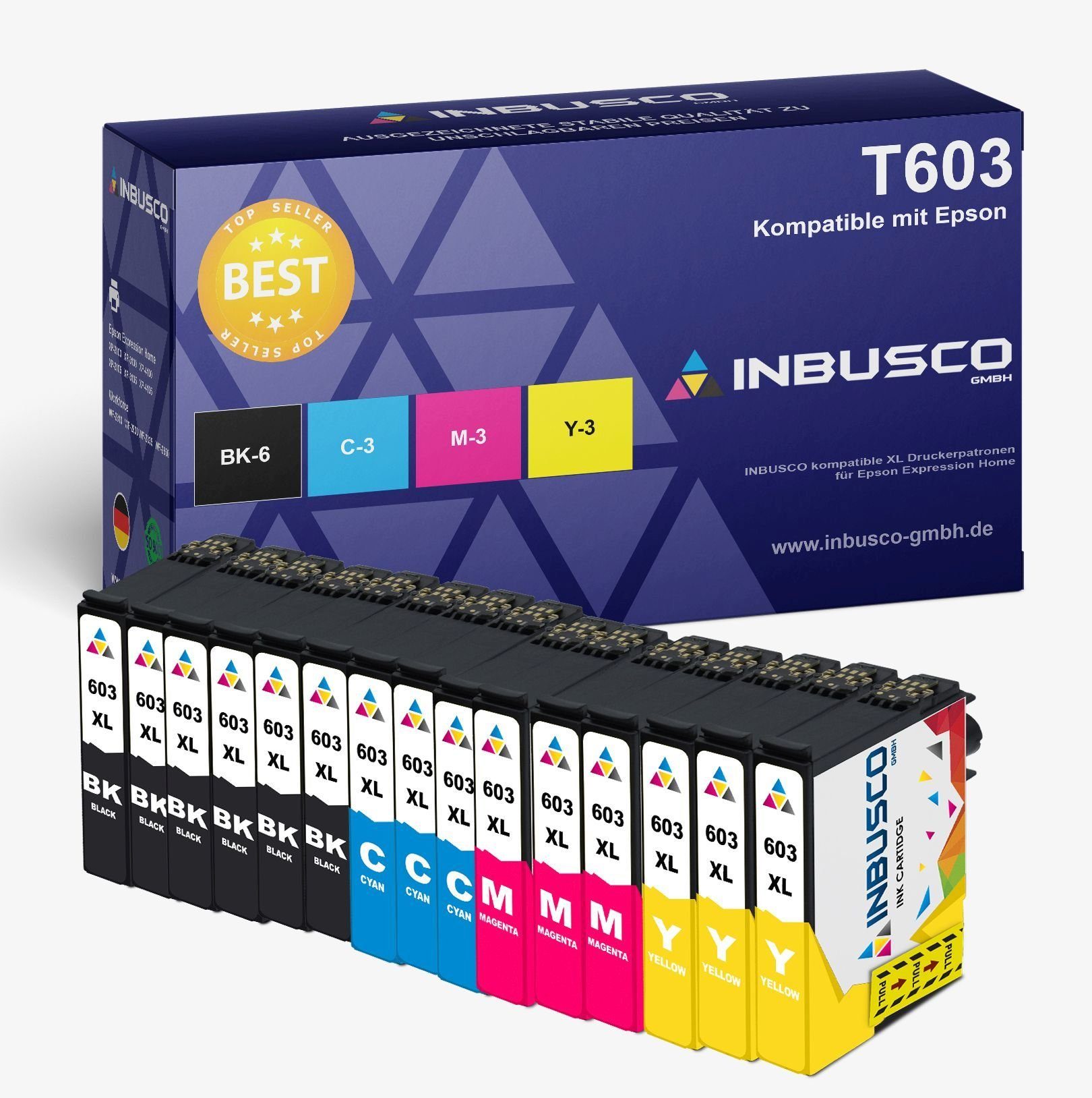 Inbusco Tintenpatronen T603 BK, MG, YE, CY kompatibel mit Epson Express ... Tintenpatrone
