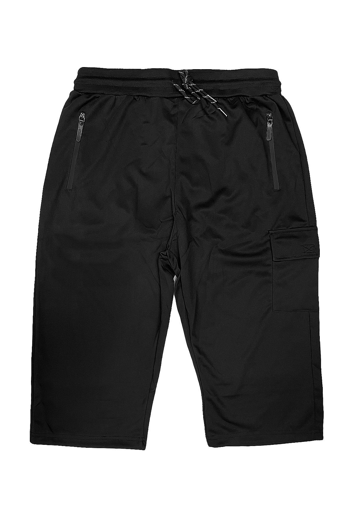 Max Men Sweatshorts Freizeit Capri Hose Schorts mit Cargo Tasche 5863 in Schwarz