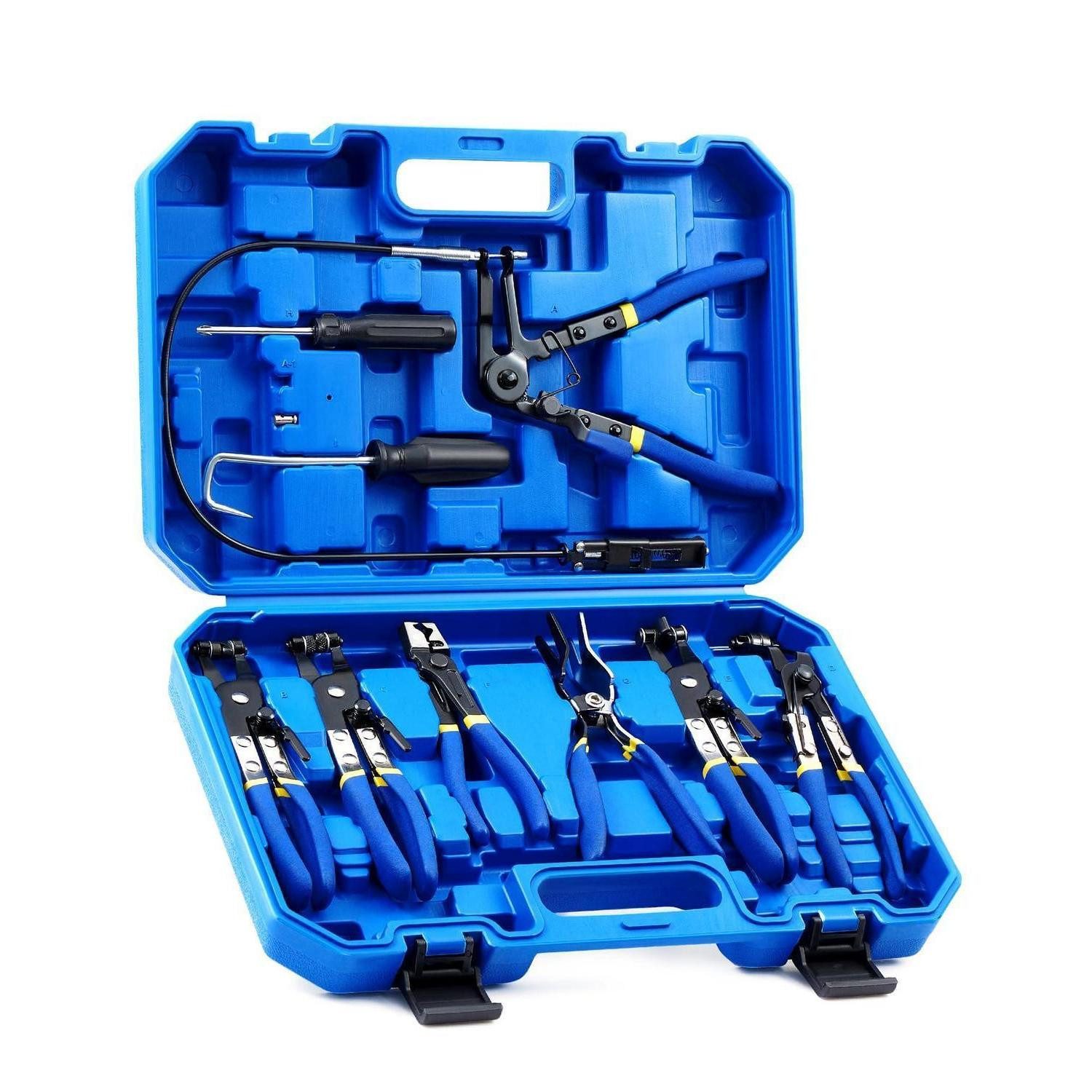 LuxusKollektion Schlauchklemmenzange 9-tlg Schlauchklemmenzangen Set flexibel blau