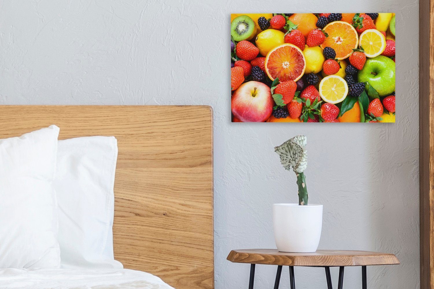 Leinwandbild Erdbeere Leinwandbilder, Zitrone Wandbild 30x20 - OneMillionCanvasses® St), Obst, (1 Aufhängefertig, - cm Wanddeko,