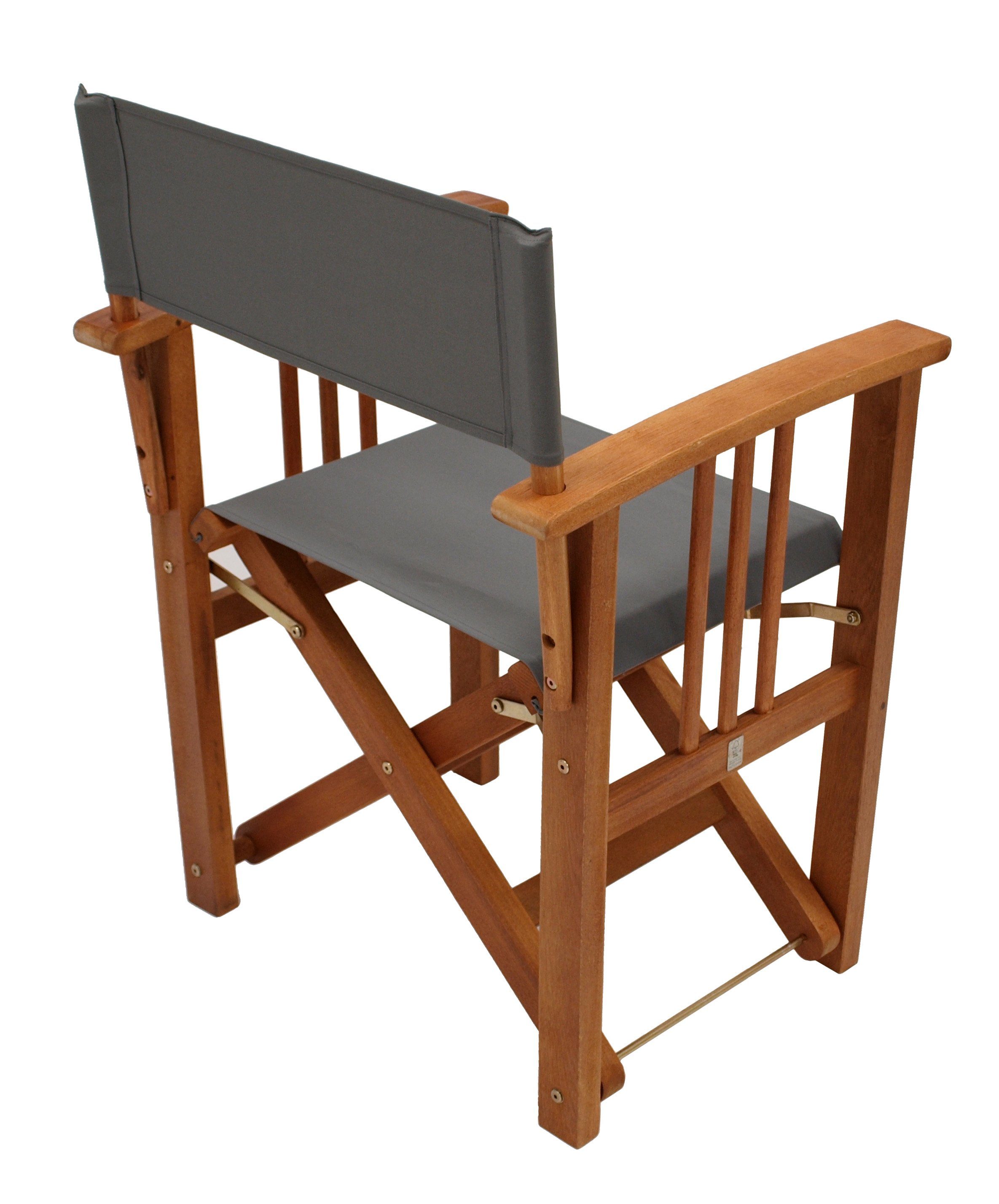 DEGAMO Regiestuhl CALIFORNIA XL (1 St), große Ausführung, Gestell Eukalyptus Hartholz, Bezüge grau