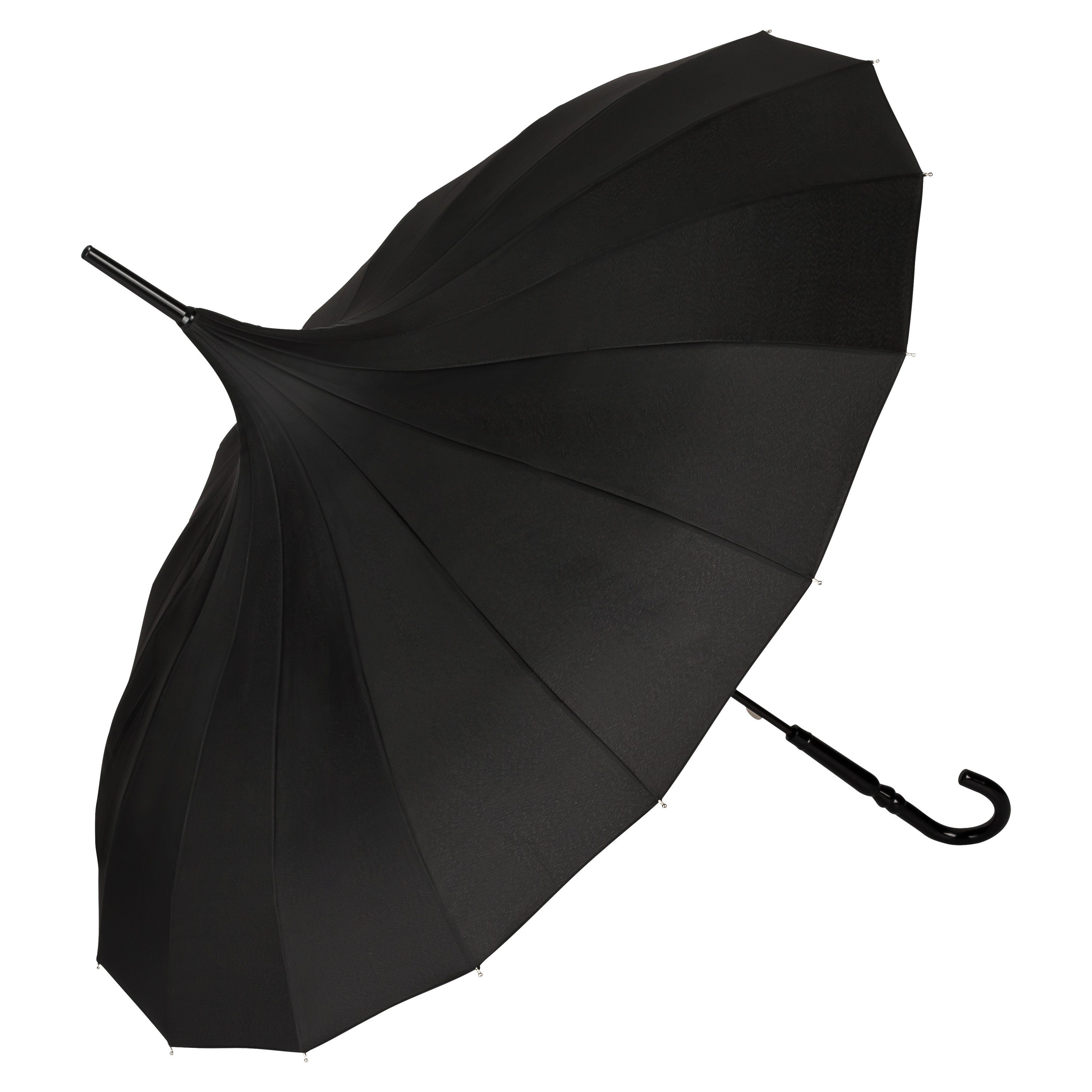von Lilienfeld Stockregenschirm Regenschirm Sonnenschirm Pagode Charlotte, Pagodenform mit 16 Segmenten schwarz