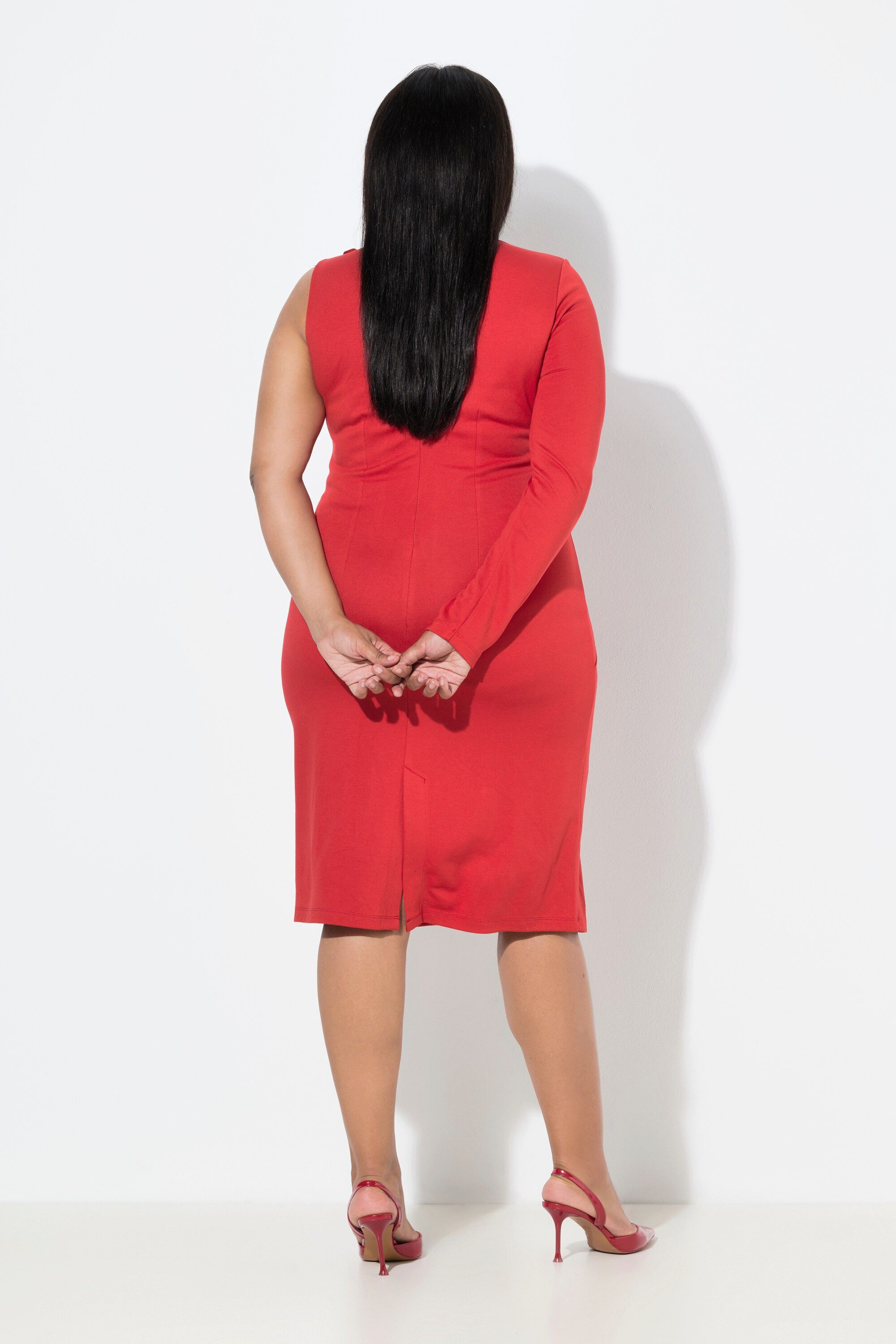 Ulla Popken Jerseykleid Jersekleid Blüten-Applikation ärmellos/Langarm