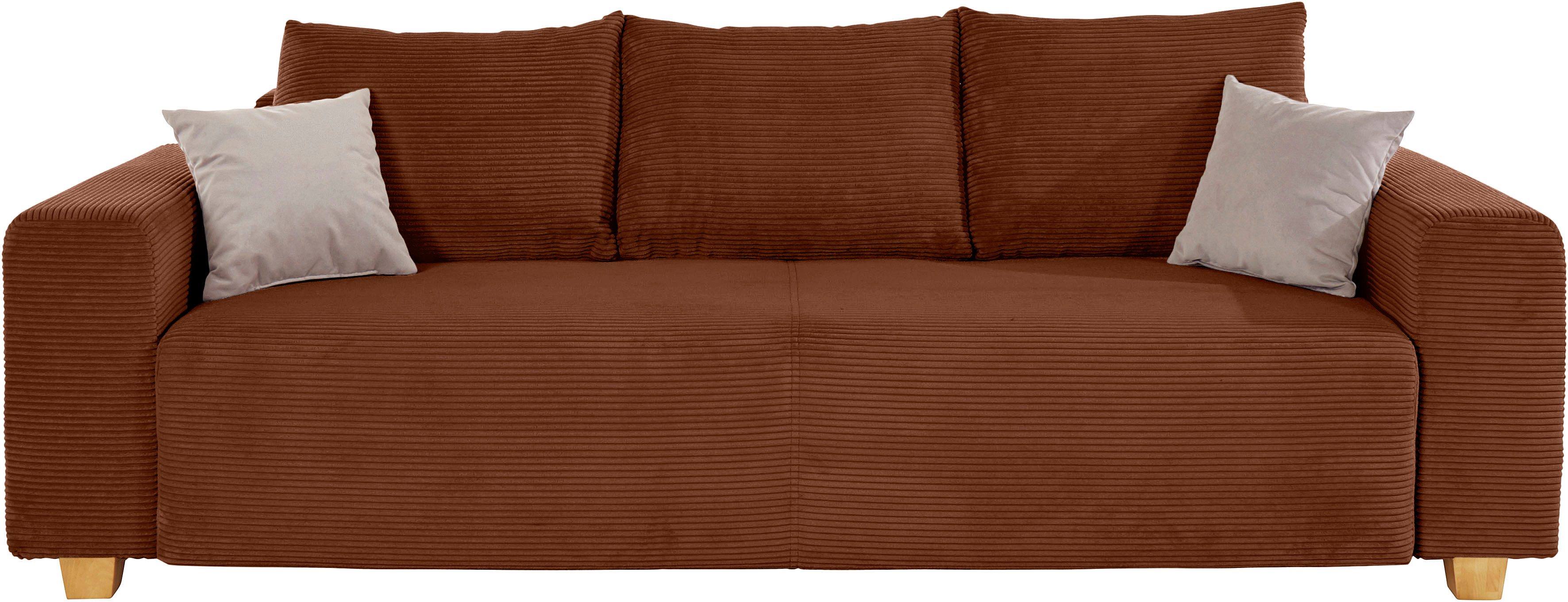COLLECTION AB Schlafsofa Yves, B: 243 cm, Liegefl. 142x194 cm, Bettfunktion, Bettkasten & 2 Zierkissen, Federkern