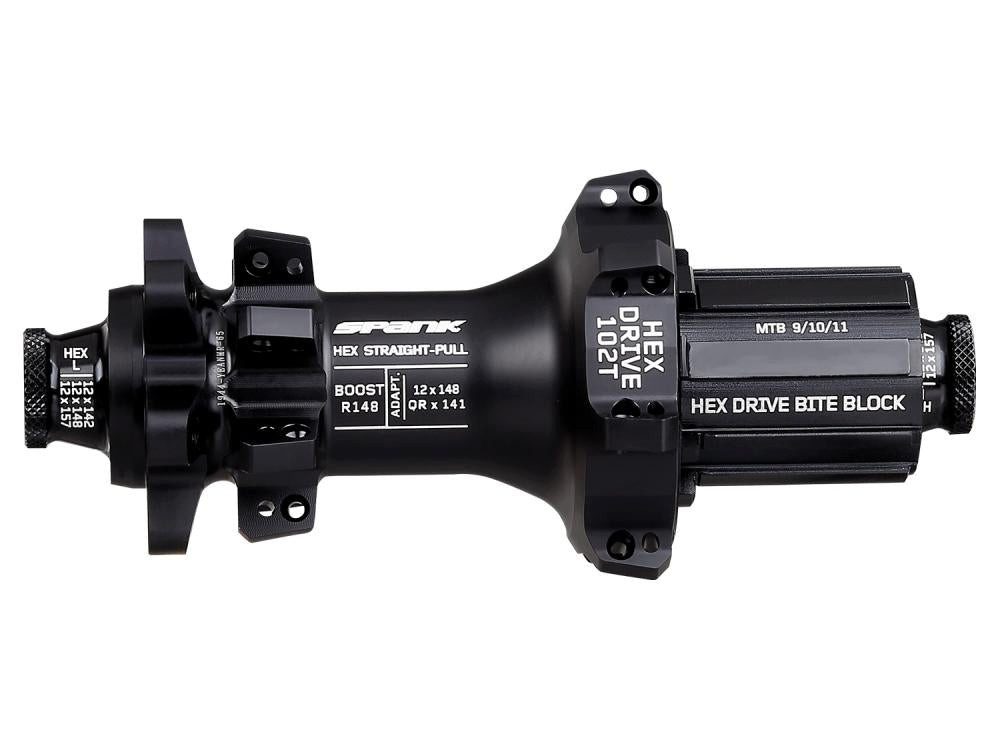 SPANK Laufrad Spank HEX Straightpull Boost R148 HG Hub 102T 28H rear hub black 28