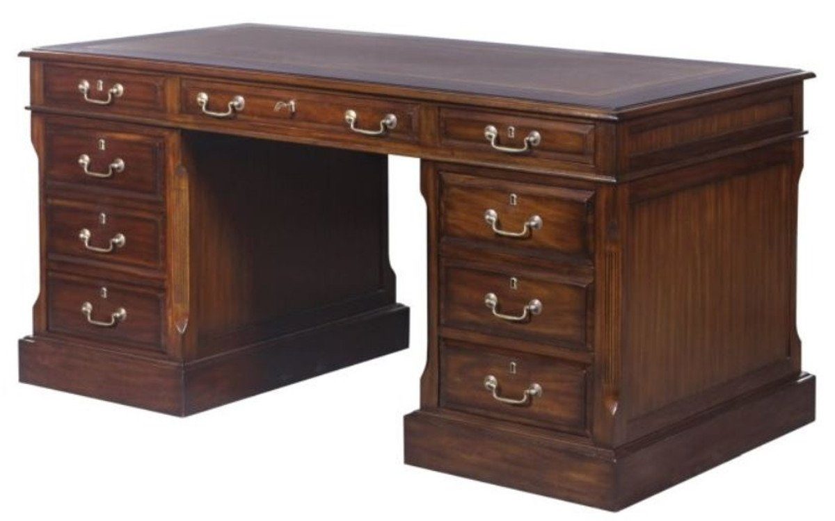 160 6 79 / H. - x cm Büromöbel Schreibtisch Braun Schubladen Luxus Silber x Tür Schreibtisch mit und Padrino Casa 80