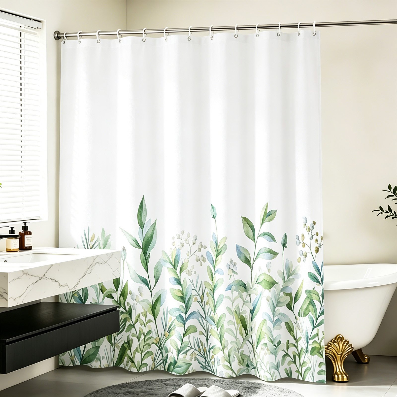 M&W DAS DESIGN Duschvorhang M&W DAS DESIGN Duschvorhang Vintage Garden Pflanzen Textil gelb grün Breite 240 cm