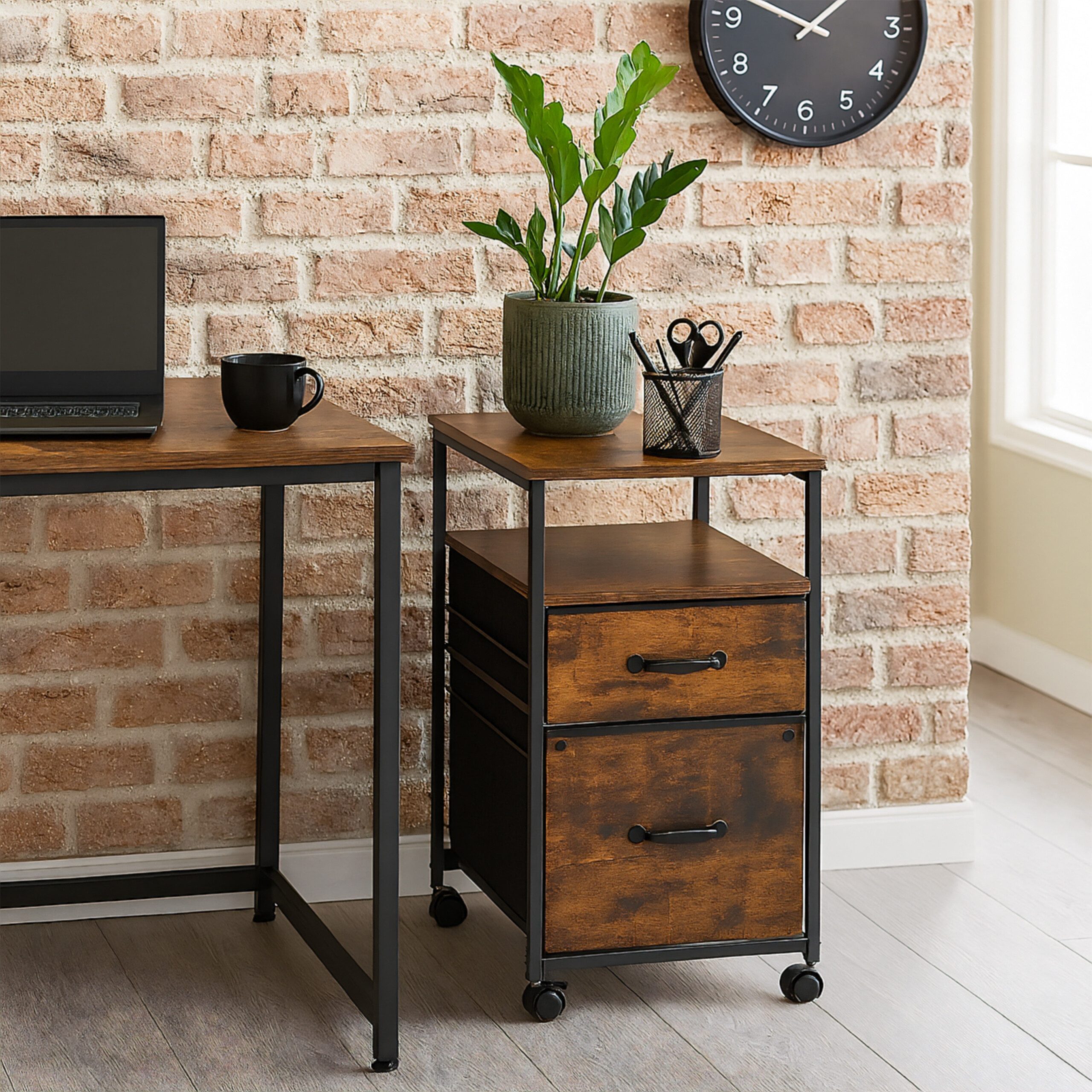 relaxdays Rollcontainer Industrial Rollcontainer 2 Schubladen günstig online kaufen