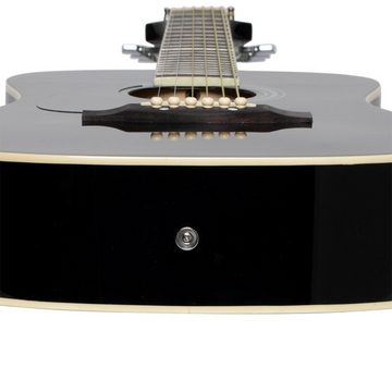 Stagg Konzertgitarre SA20D 3/4 LH-BK 3/4 Schwarz Dreadnought Akustikgitarre mit Decke au...