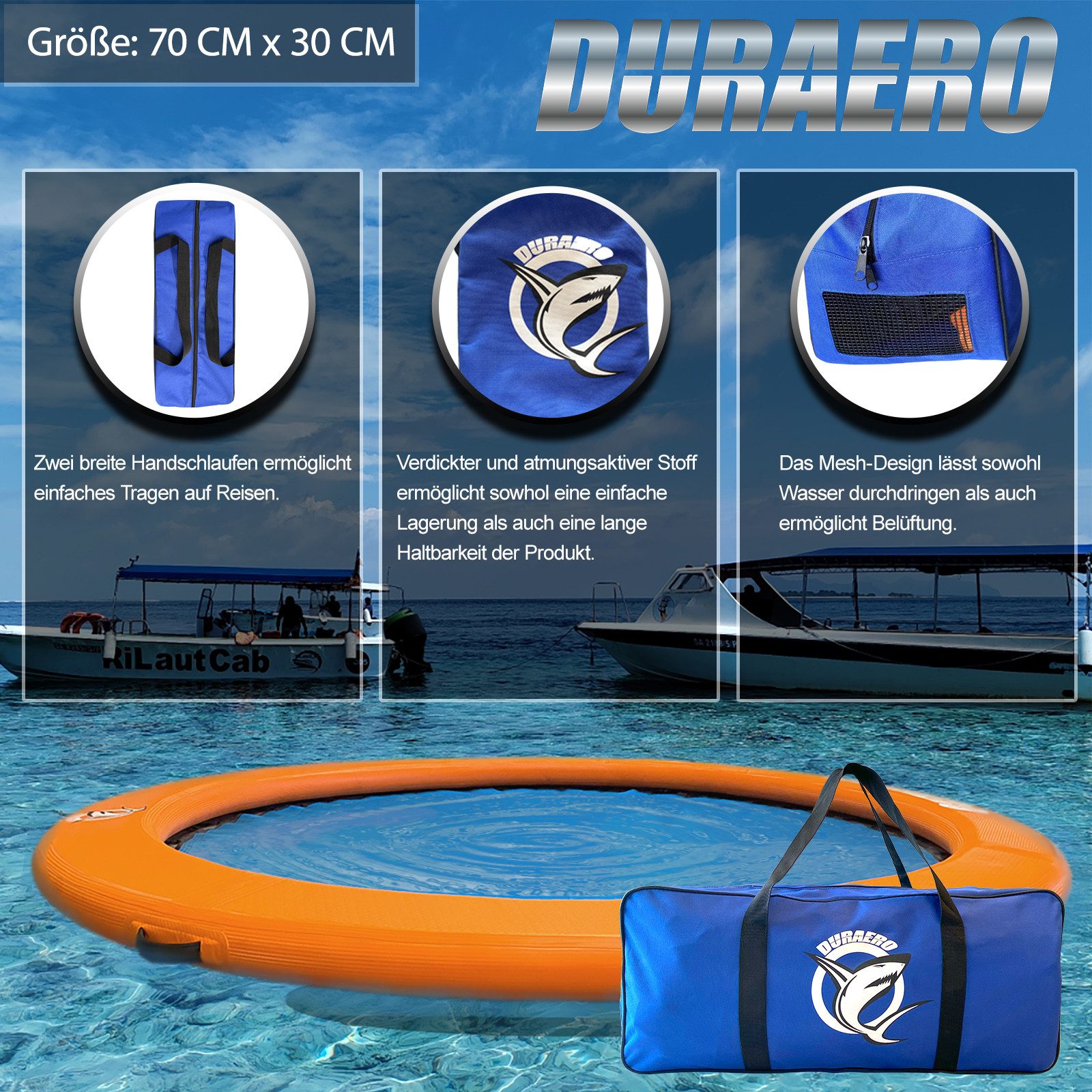 DURAERO Aufblasbare Wasser-Hängematte,Rundes,Schwimmring für See & Pool SUP-Paddel