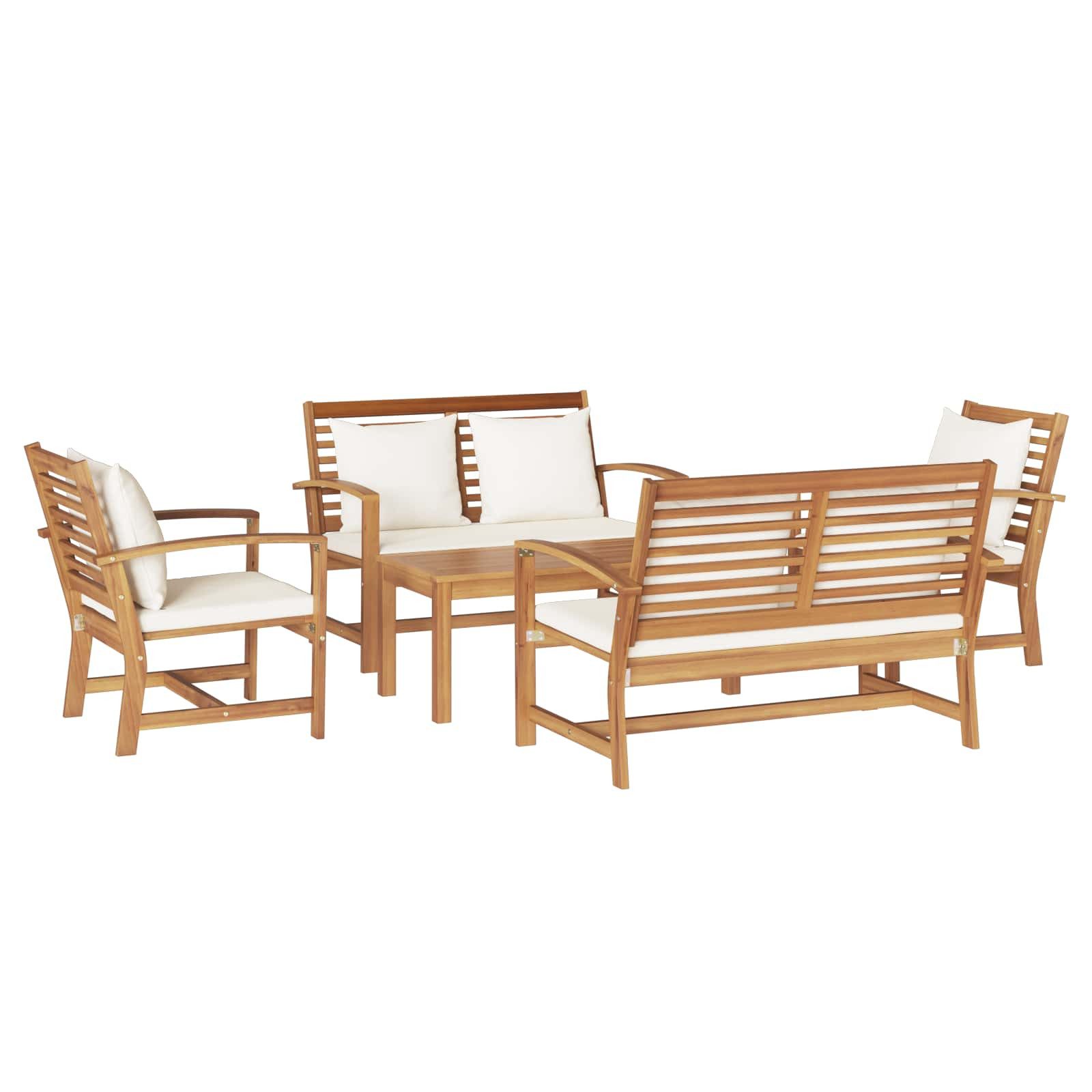 vidaXL Gartenlounge-Set Gartensofa-set 5 stk. Natur Massives holz, (5-tlg)