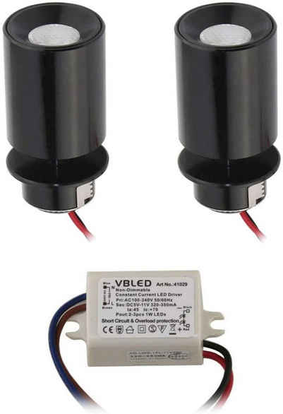 VBLED LED Einbaustrahler LED Mini Einbaustrahler "TINI" 1W Rotier- & Schwenkbar, LED fest integriert, Warmweiß