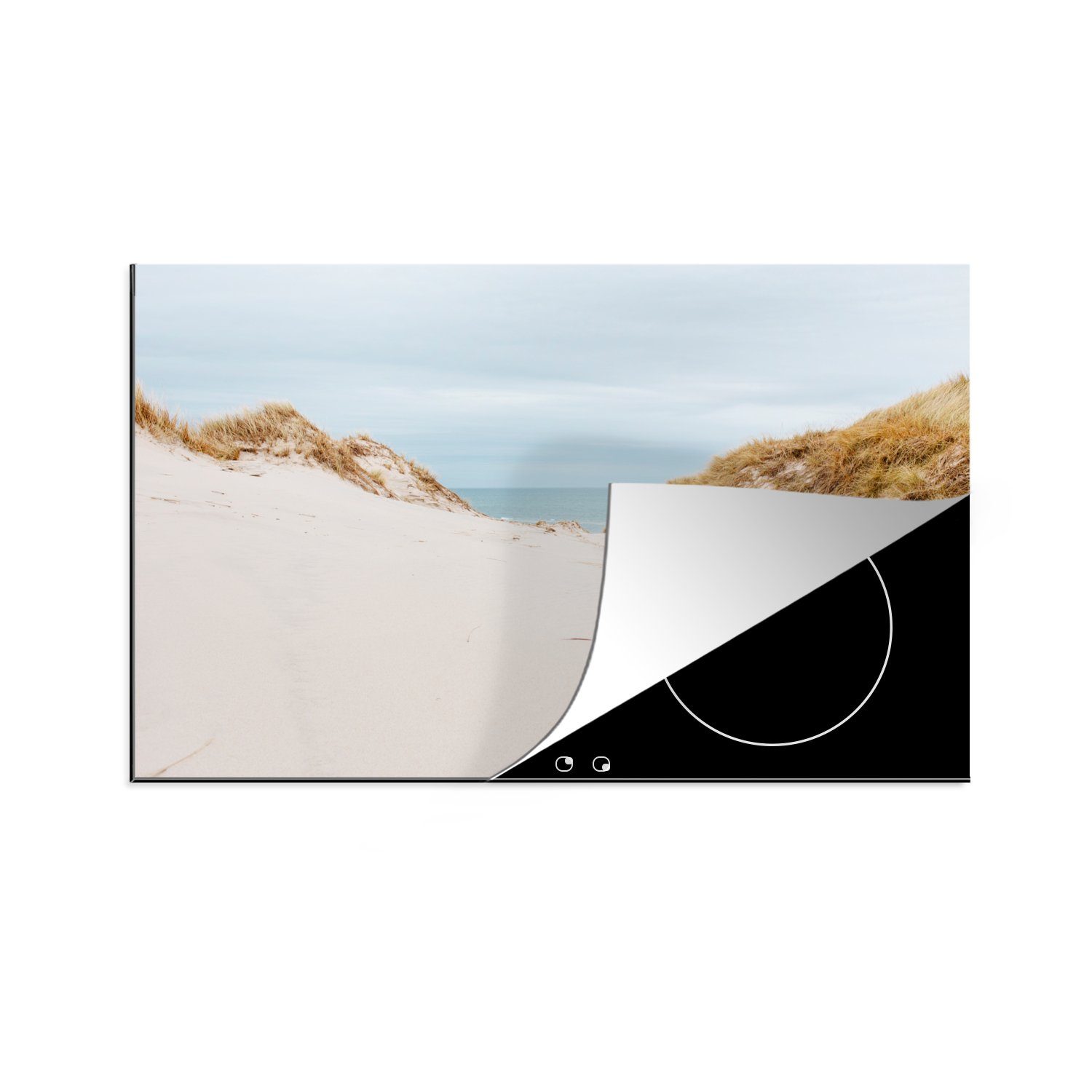 MuchoWow Herdblende-/Abdeckplatte Das Meer hinter den Dünen, Vinyl, (1 tlg), 81x52 cm, Induktionskochfeld Schutz für die küche, Ceranfeldabdeckung