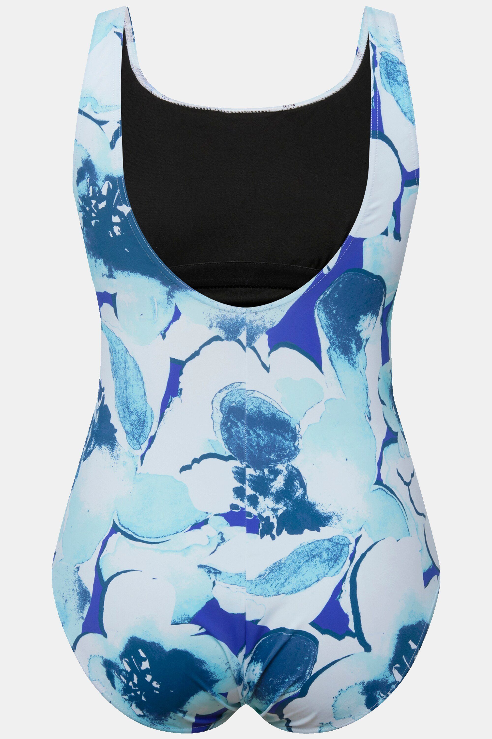 Ulla Popken Badeanzug Badeanzug Blüten ohne Softcups Rundhals