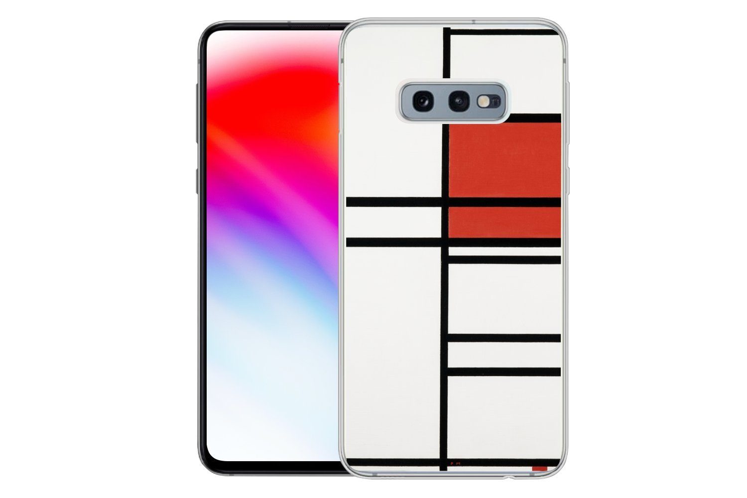 MuchoWow Handyhülle für Samsung Galaxy S10e Komposition mit Rot und Weiß - Piet Mondrian, Phone Case, Silikon, Schutzhülle Dünn