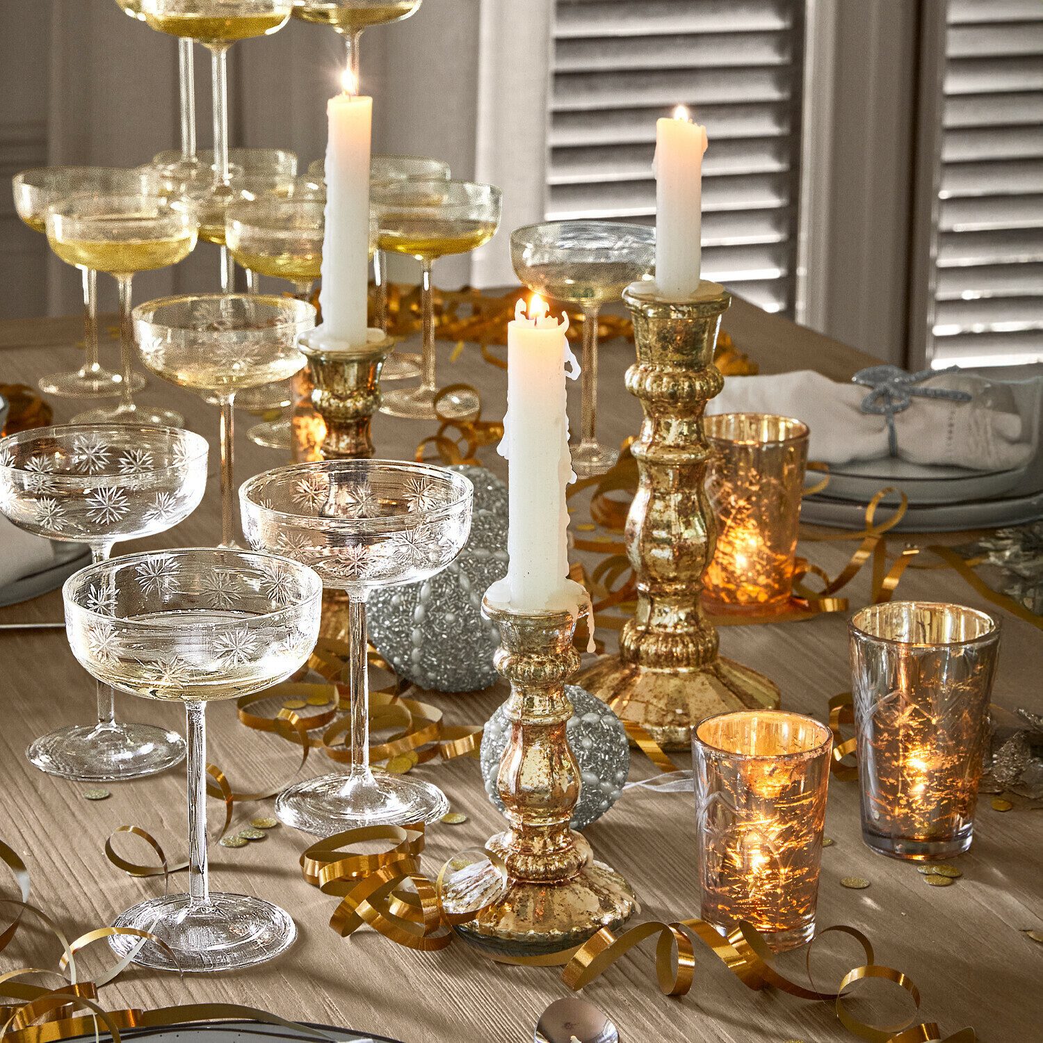 Mirabeau Kerzenständer Kerzenständer 6er Set Quirène gold/klar