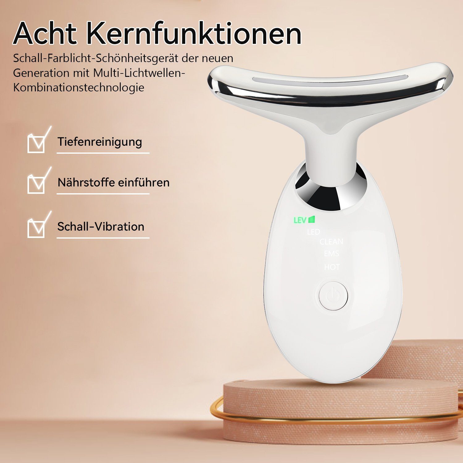 LETGOSPT Gesichtsmassagegerät Gegen Falten Elektrisch mit 3 Modi, 45℃ Gesicht Massagegerät Vibration, Anti Aging Gesicht für Hautstraffung & Lifting