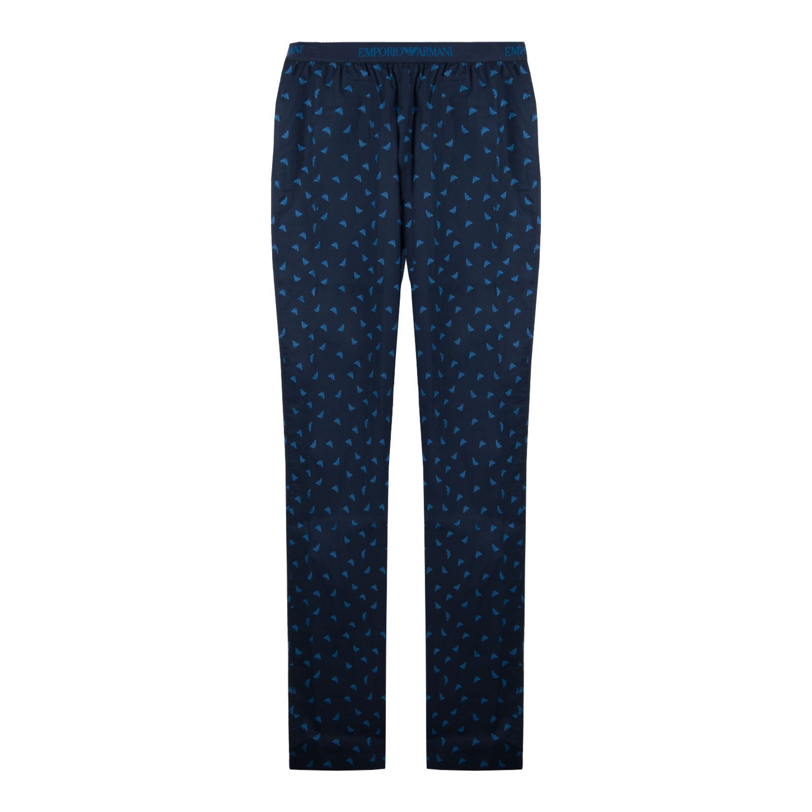 Emporio Armani Pyjamahose Homewear Trousers mit umlaufenden Markenschriftzug auf dem Bund 76335 marine / cowslip