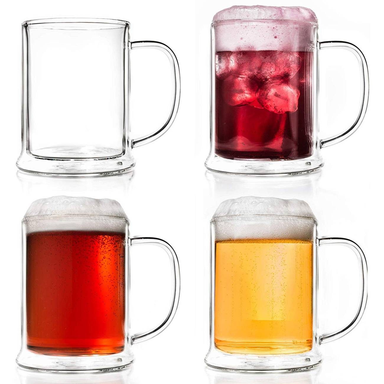 Creano Teeglas Creano doppelwandiges Thermo-Bierglas, 4er-Set, 500ml