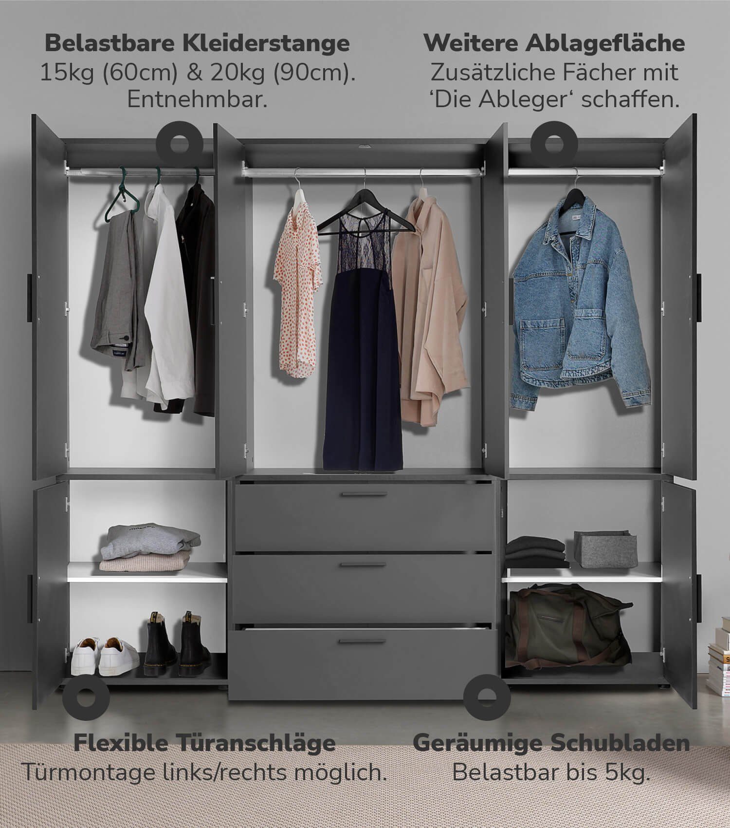 mokebo Kleiderschrank Der Grenzenlose (6-Türig & günstig online kaufen