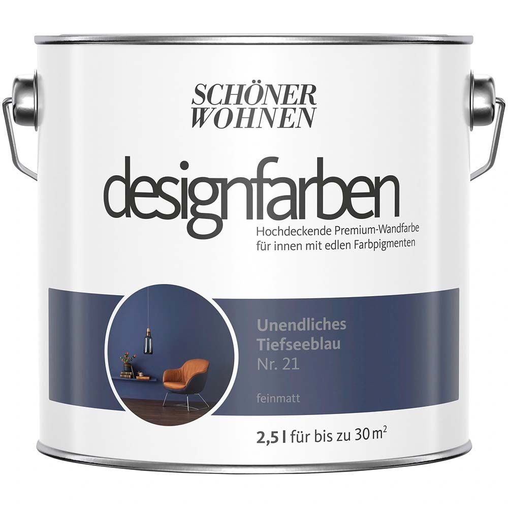 SCHÖNER WOHNEN FARBE Wandfarbe Schöner Wohnen Designfarben 2,5 Ltr. Unendliches Tiefseeblau Nr. 21
