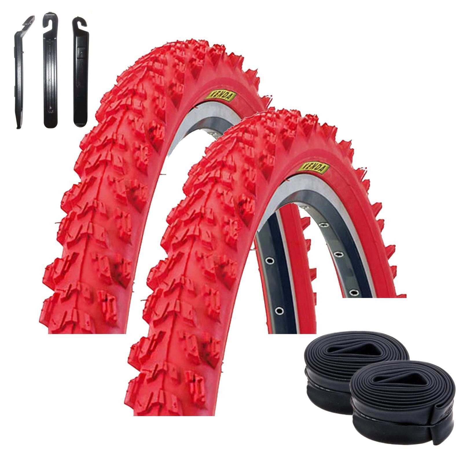 maxxi4you Fahrradreifen 2 x Kenda MTB K-829 26 x 1,95 (50-559) Rot + 2 DV inkl. Reifenheber