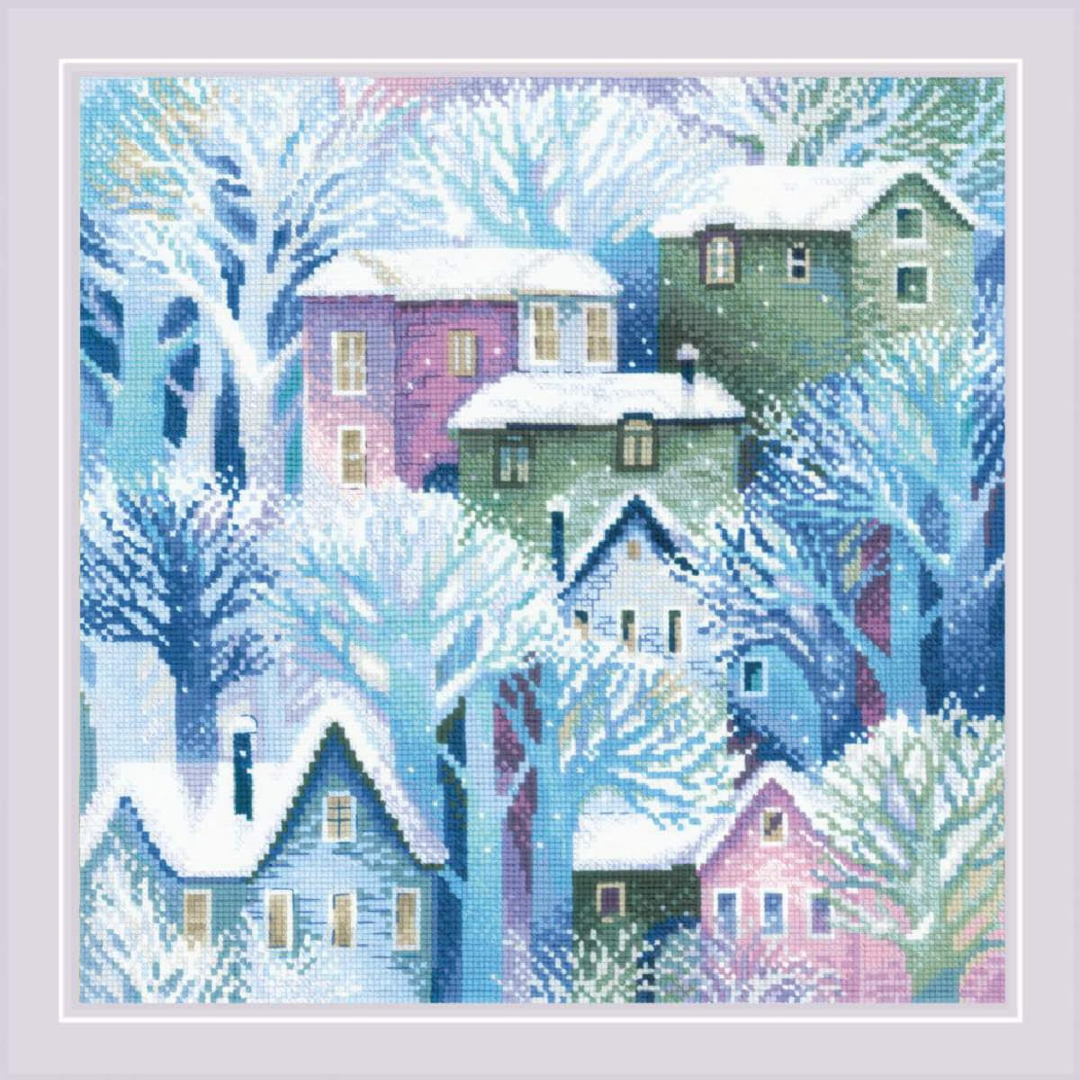 Riolis Kreativset Riolis Kreuzstich Kissen Stickpackung "Stadt", Zählmuster, 40x40cm..., (embroidery kit by Marussia)