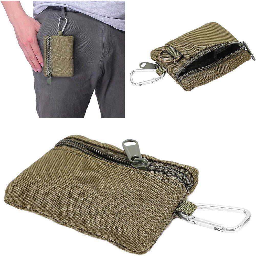 Molle mit NUODWELL Pouch Grün Pouch Wallet EDC Karabiner, Mini Outdoor Geldbörse Tactical Molle