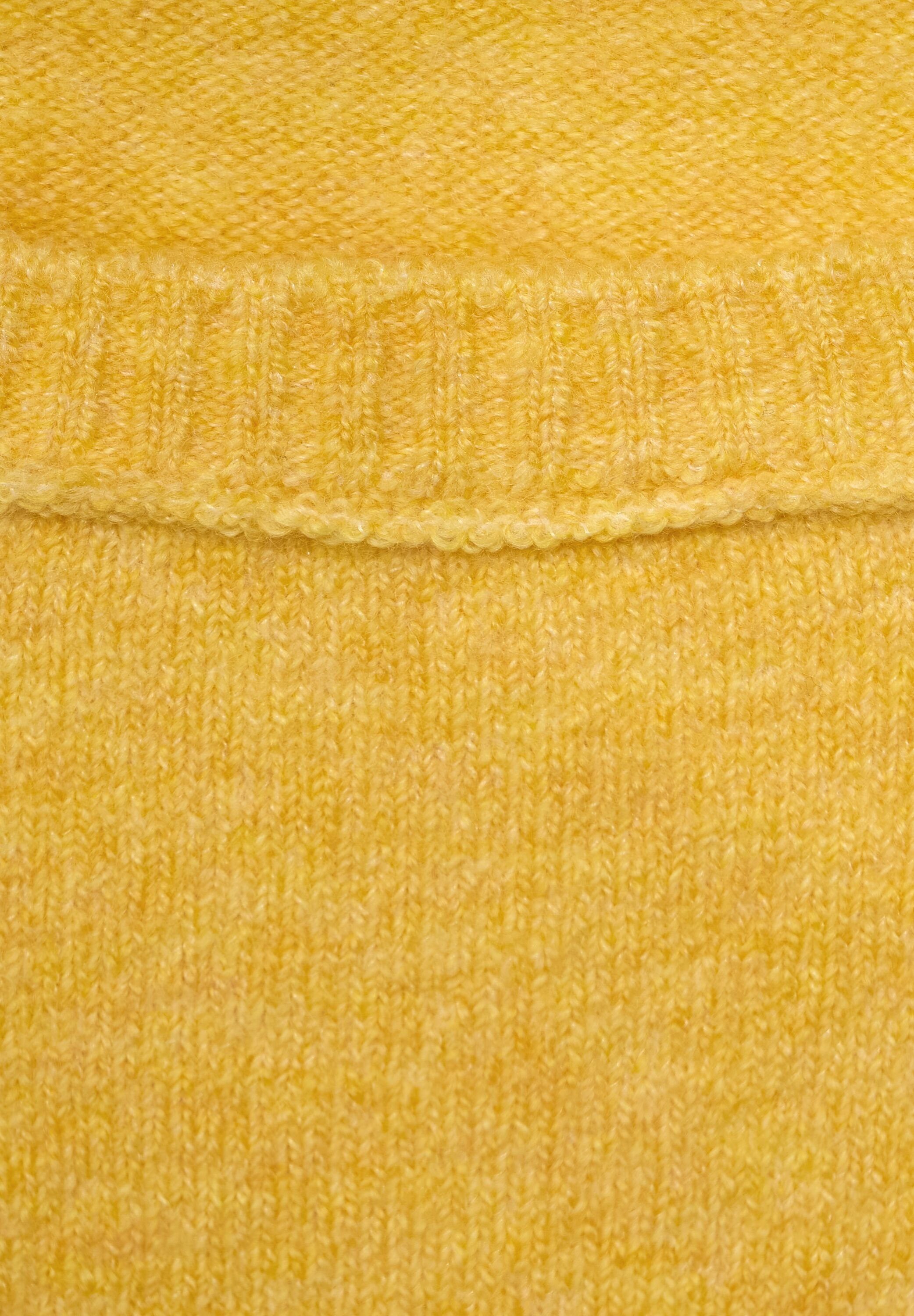 (1-tlg) Locker Curry Yellow Cosy Melange Cecil in geschnitten Rundhalspullover Pullover Cecil