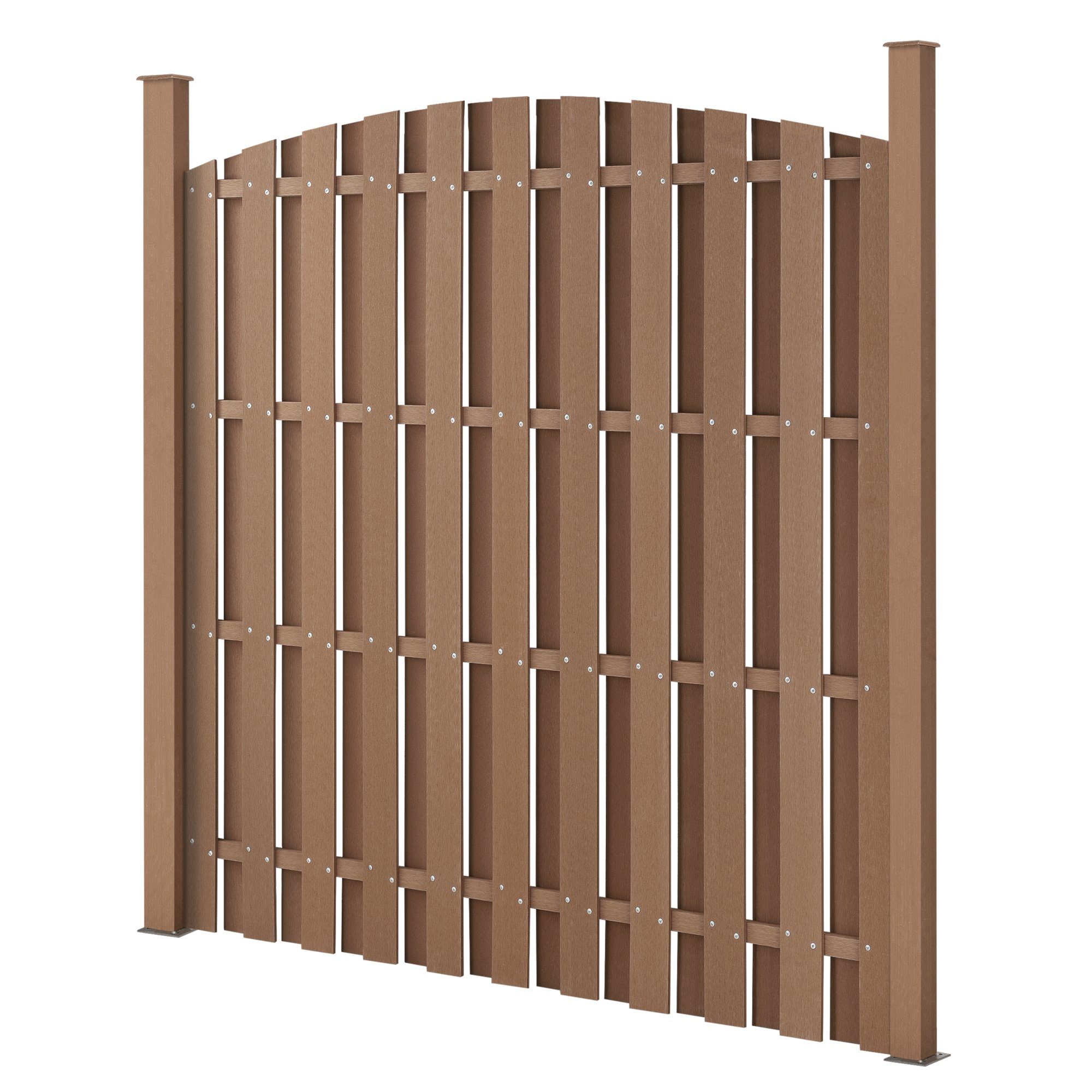 neu.holz Sonnenschutz, blickdicht, WPC Gartenzaun Sichtschutz Windschutz Braun 185 x 376 cm