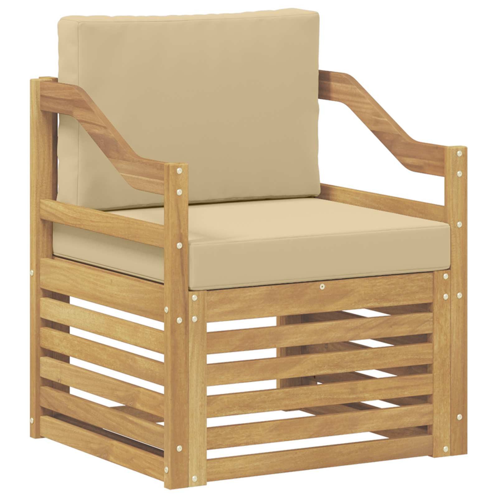 vidaXL Sofaelement Outdoor-Sofa Polyester Weiß und Beige (1 St)