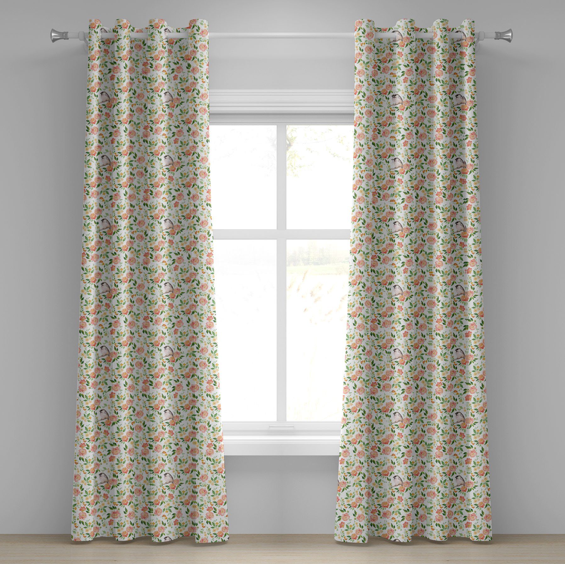 Gardine Dekorative 2-Panel-Fenstervorhänge für Schlafzimmer Wohnzimmer, Abakuhaus, Blumen Blütenblätter Blüten