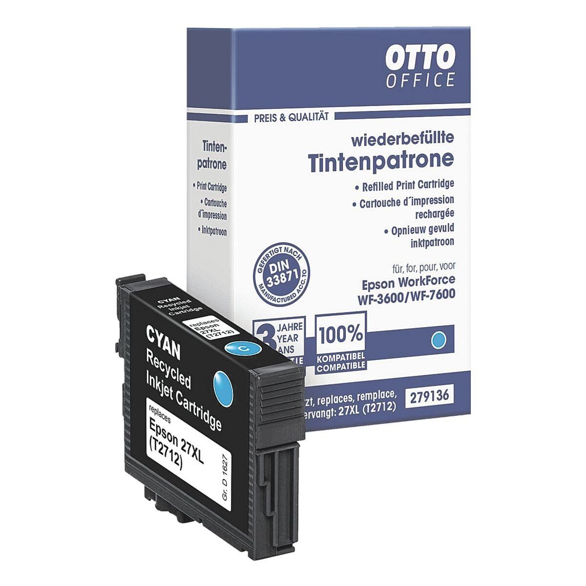 Otto Office  Office T2712 XL Tintenpatrone (ersetzt Epson »27 XL (T2712 XL)«, cyan)