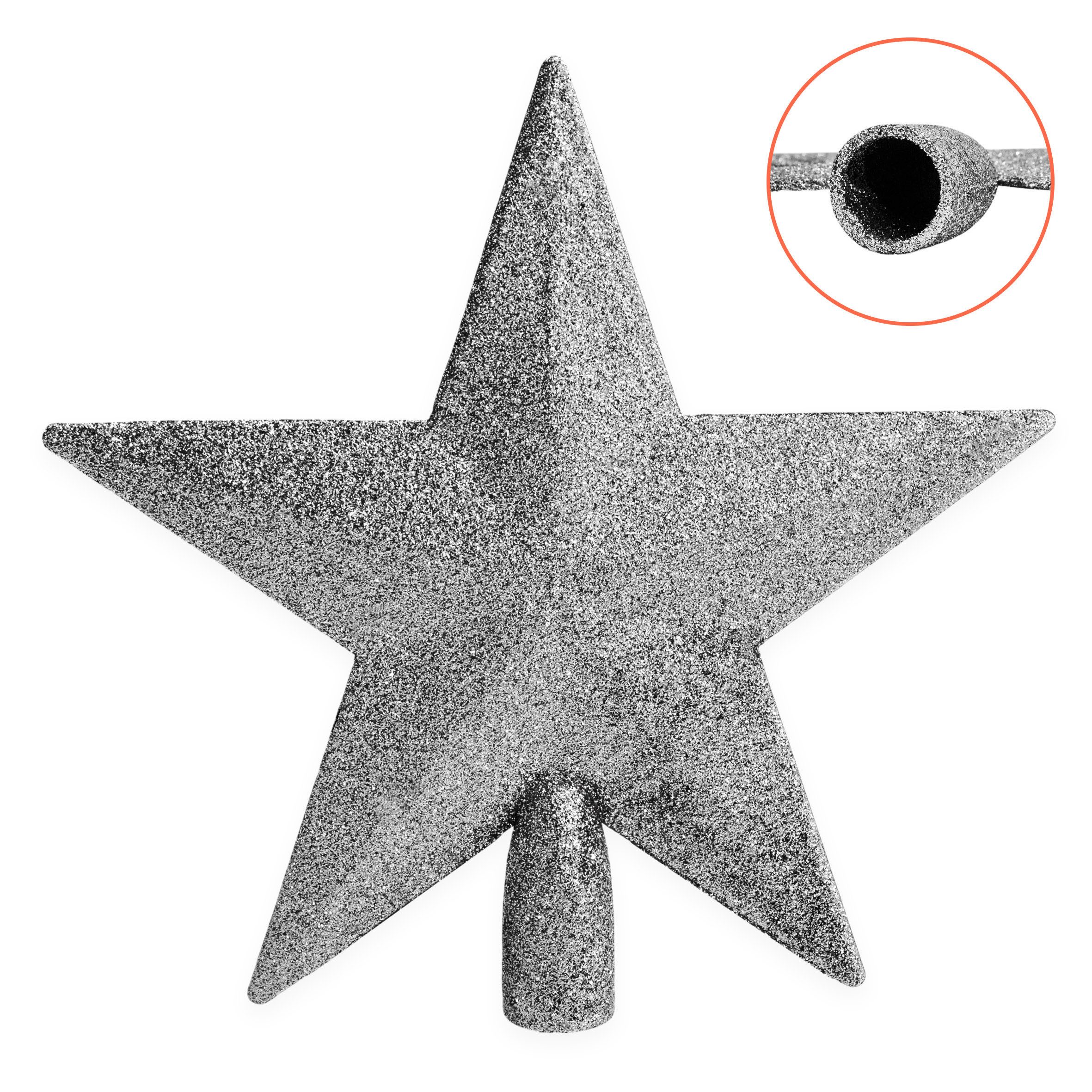 Spetebo Christbaumspitze 3D Weihnachtsstern 20 cm mit Glitzer (1-tlg), Festliche Sternspitze für Tannenbaum