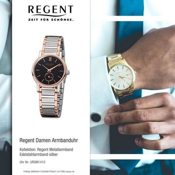 Regent Quarzuhr Regent Damen-Armbanduhr silber rosegold, (Analoguhr), Damen Armbanduhr rund, klein (ca. 27mm), Edelstahlarmband