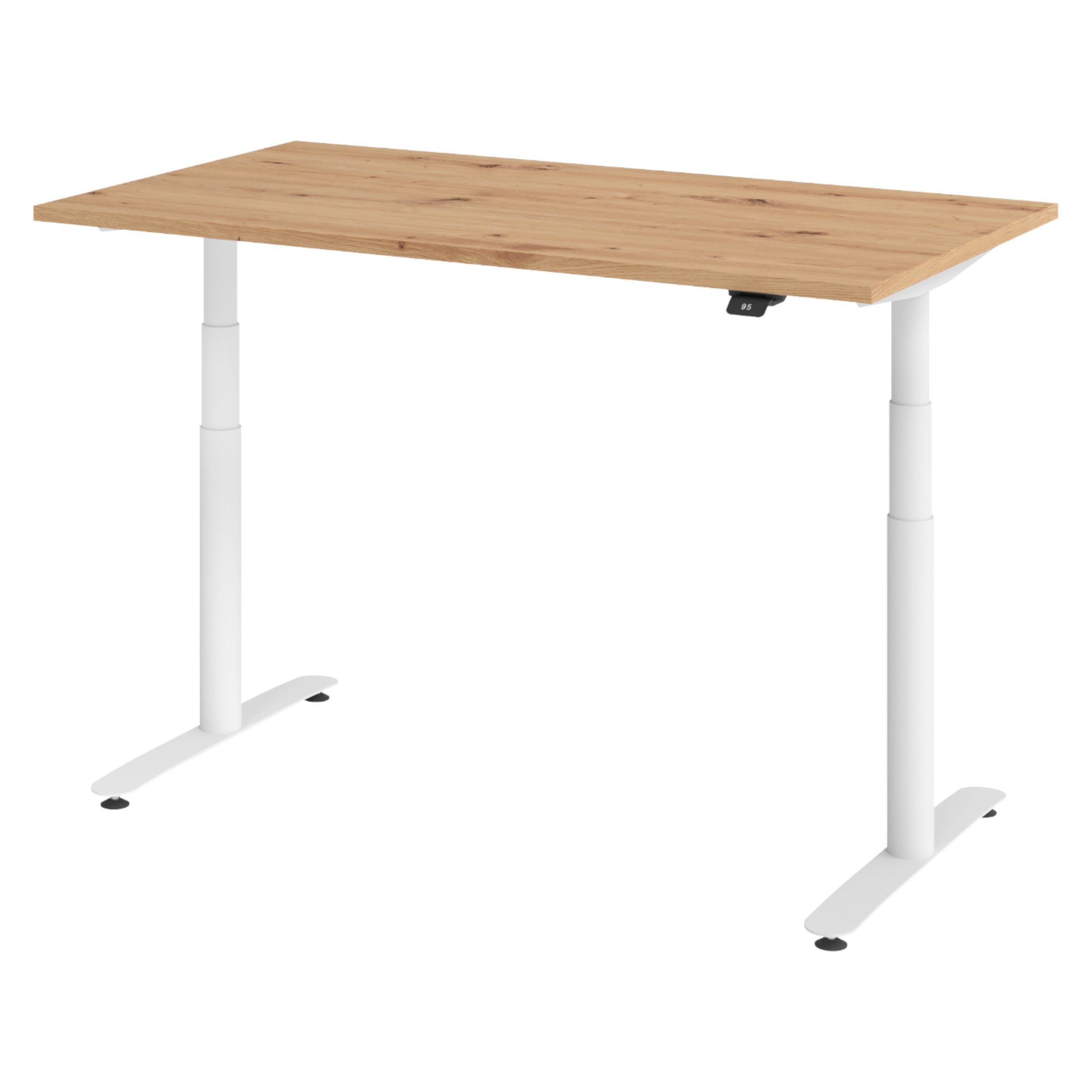 bümö Schreibtisch bümö Schreibtisch XDLR, Rechteck: 140 x 80 cm - Dekor: Asteiche - Gestell: Weiß