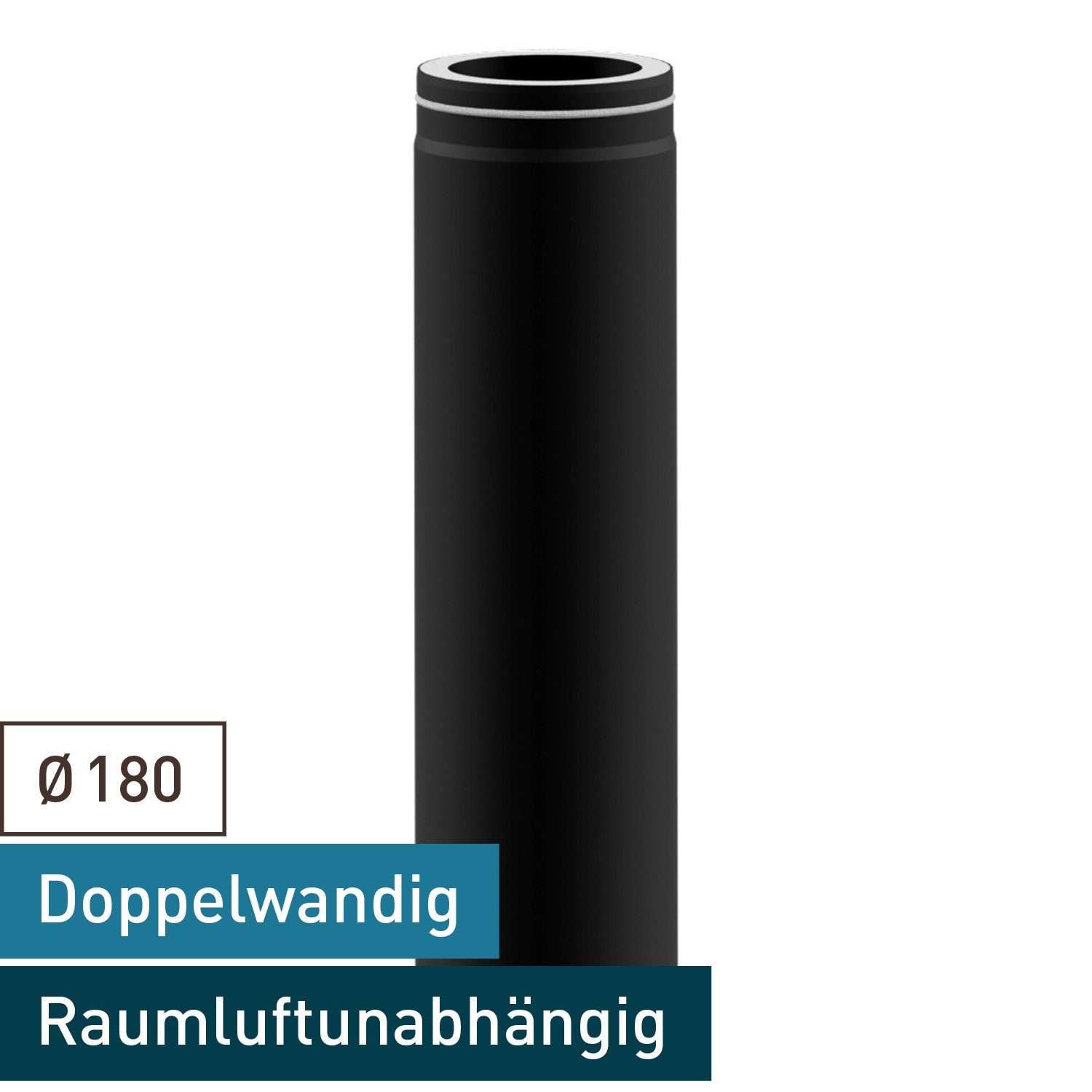 Raik Ofenrohr Raik Lifestyle DUO Längenelement 180mm schwarz L: 750mm für Ofenrohr, Längenelement