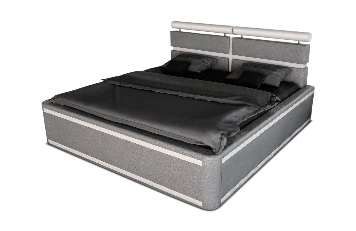 Sofa Dreams Boxspringbett Venedig Bett Kunstleder Premium Komplettbett mit LED Beleuchtung, mit Topper, mit Matratze, mit LED Beleuchtung im Kopfteil
