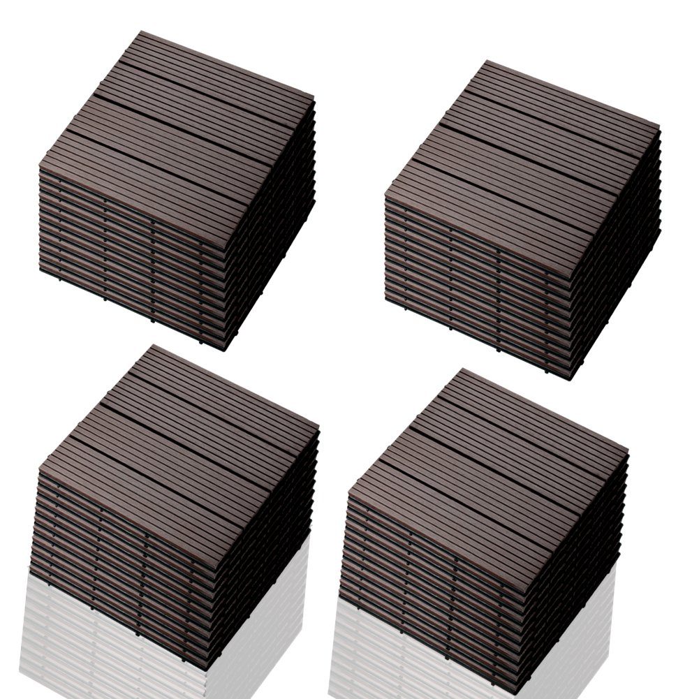 euroharry WPC-Fliesen 44-St. 4m² Terrassenplatten, 30x30 cm WPC-Fliesen Klickfliese Dunkelbraun