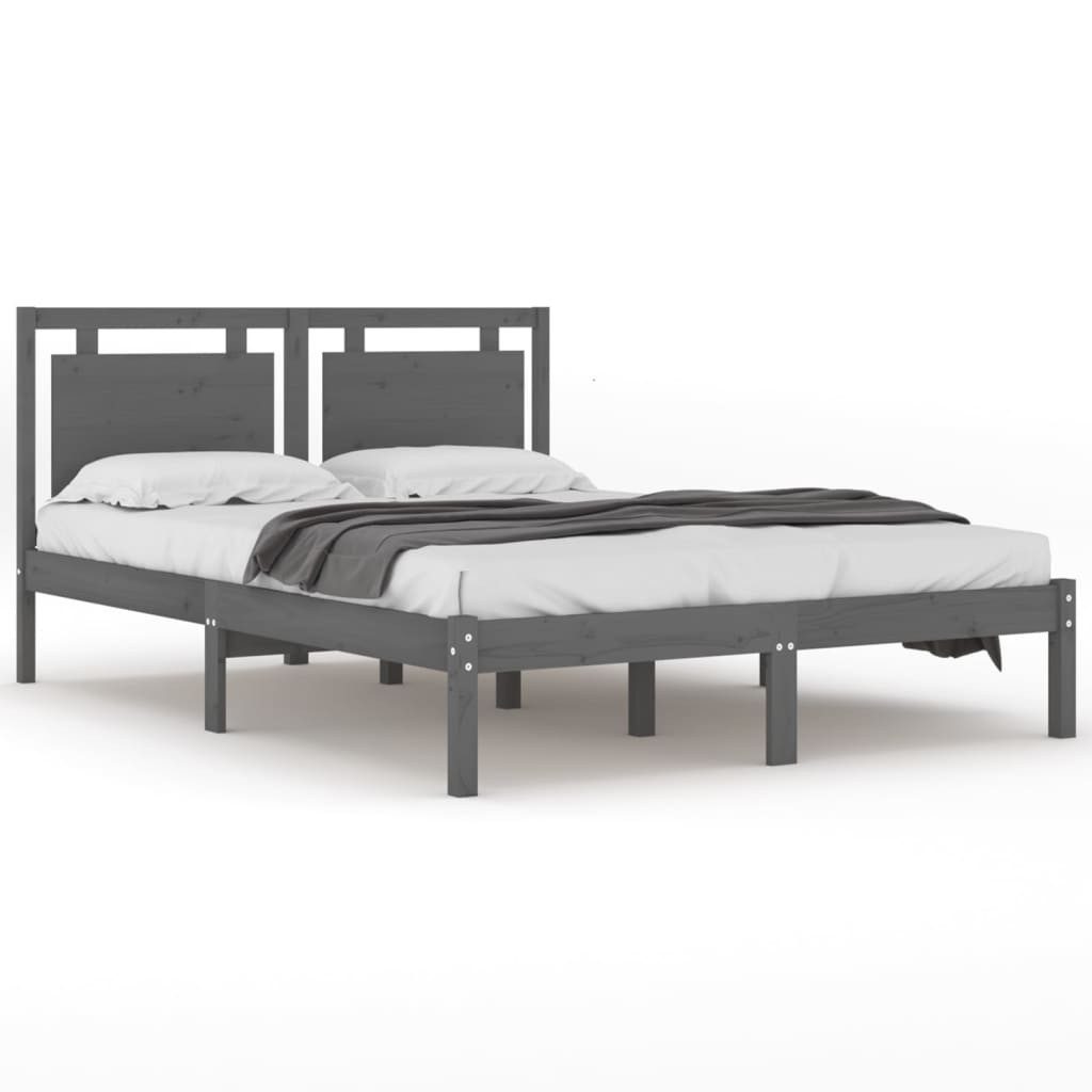 vidaXL Bett Massivholzbett Grau 200x200 cm günstig online kaufen