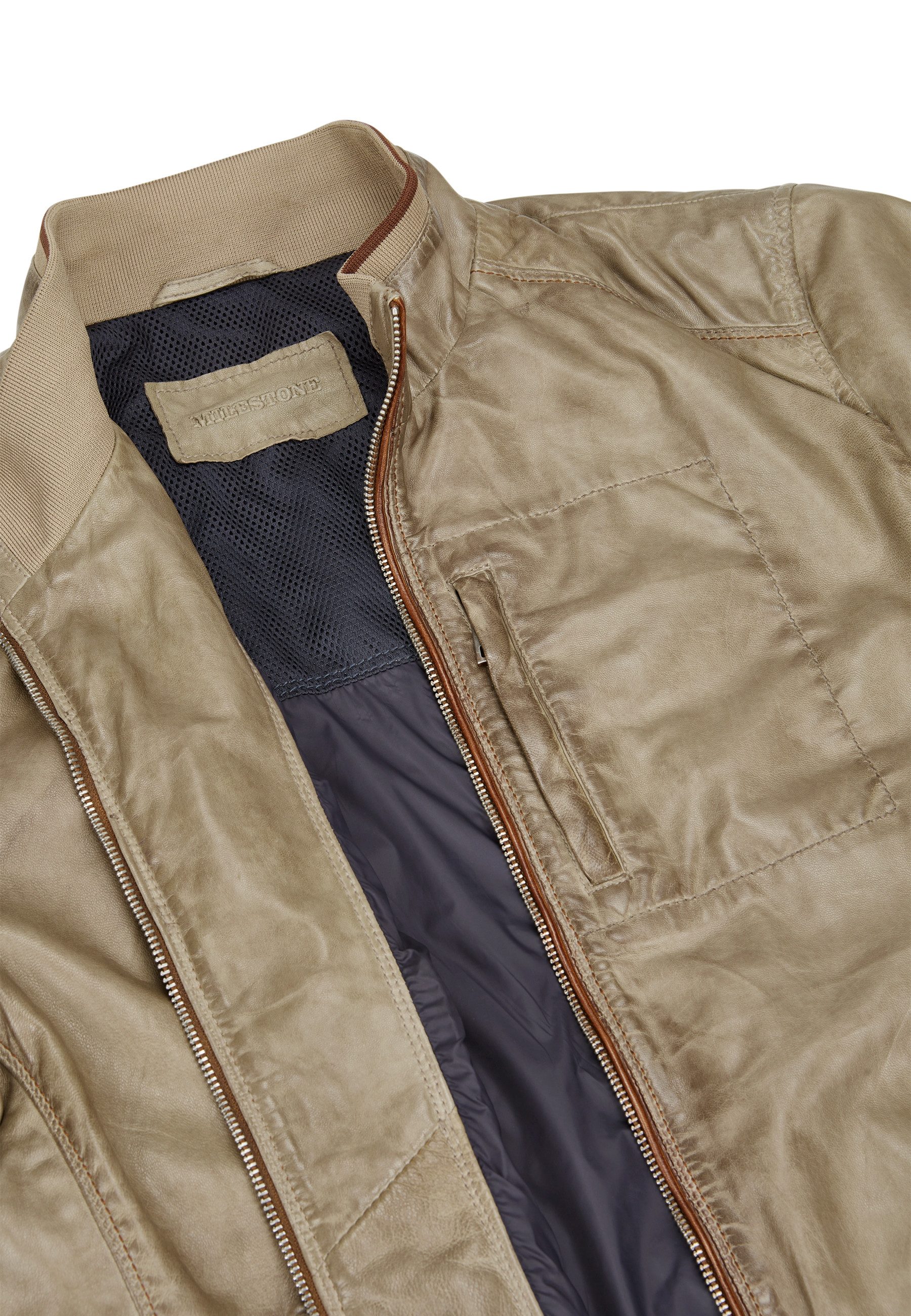 MILESTONE Lederjacke MSJumper aus feinem Lammleder Stehkragen mit Strickdetails – Bild 4 von 4