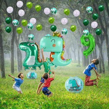 Folienballon Geburtstags Dekoration 6 Jahr Grün Dino Kinder Banner Ballons Konfetti