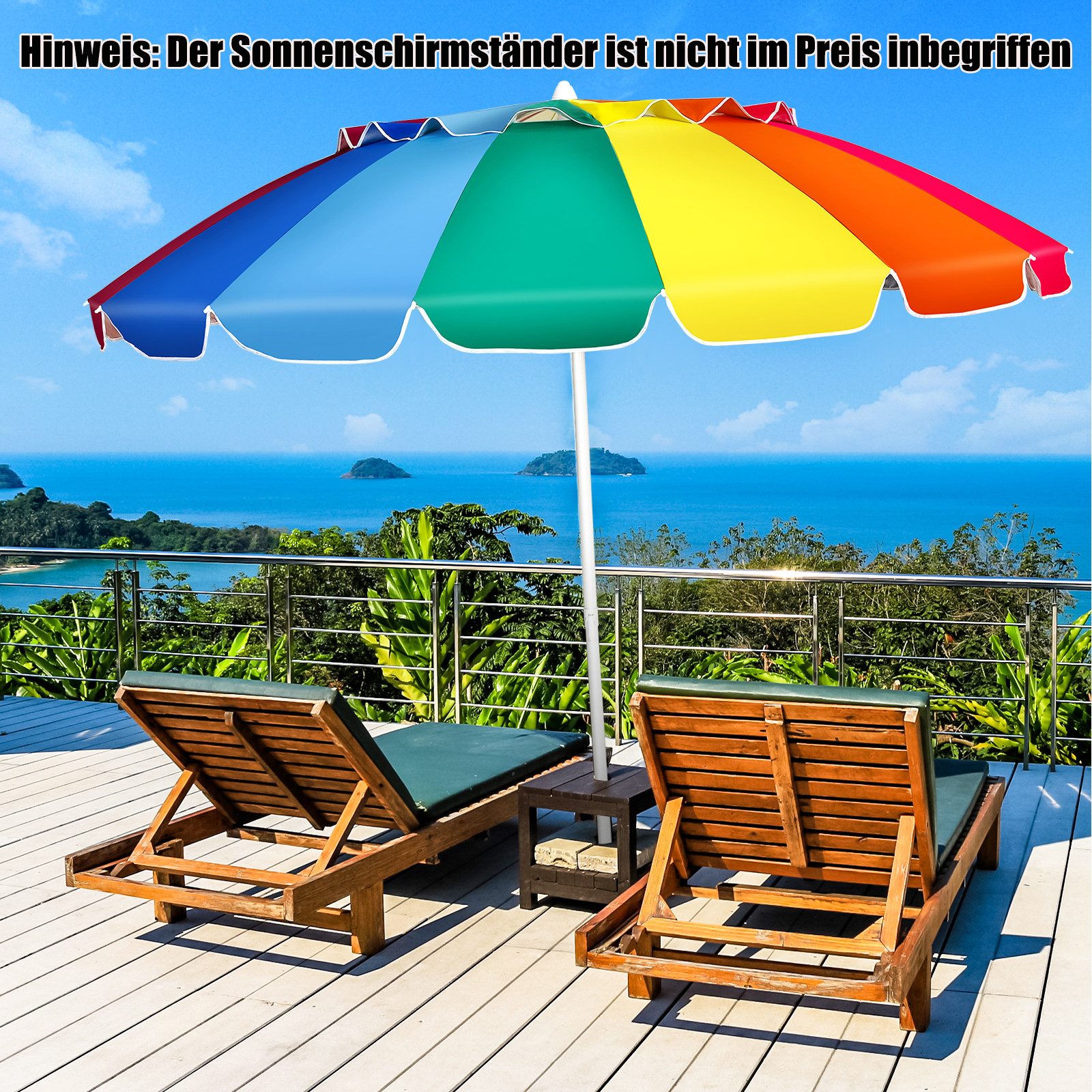 COSTWAY Sonnenschirm, LxB: 250,00x250,00 cm, Strandschirm günstig online kaufen