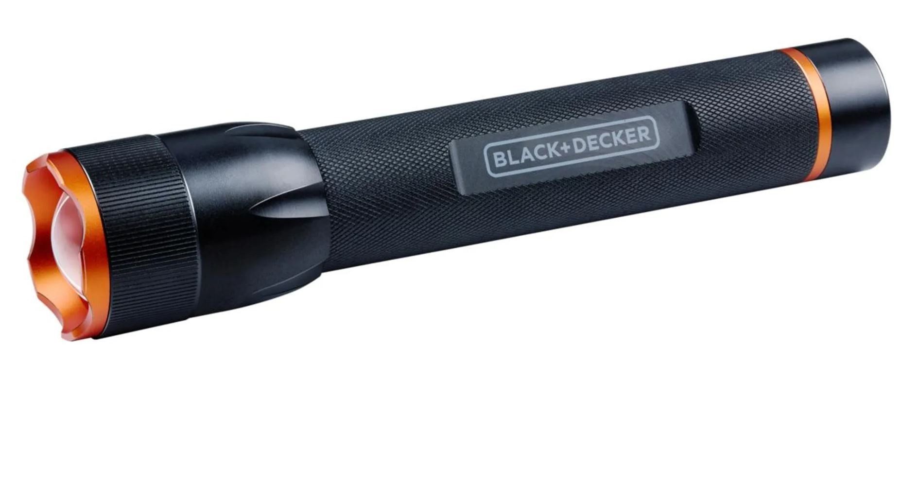 Black + Decker LED Taschenlampe LED-Taschenlampe 6 Watt, 200 Meter Reichweite, Länge 233 mm, drei verschiedene Licht-Modi - hoch, niedrig und pulsierend