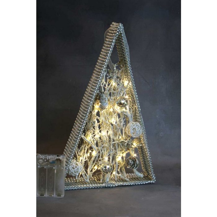 FHS LED-Dekofigur Weihnachtsdeko Pyramide 32cm Timer LED Glitzer